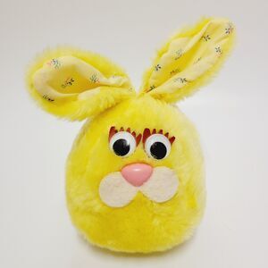 Yellow Bunny Rabbit Plush Vintage Animal Farm Musical Baby Stuffed Animal Toy 6"